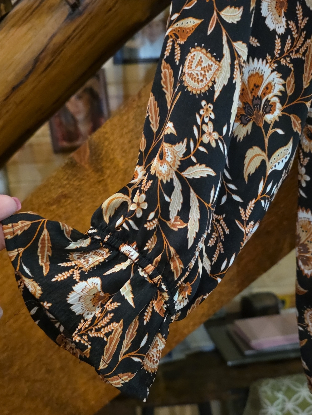 Black Floral Blouse - Picture 3 of 4